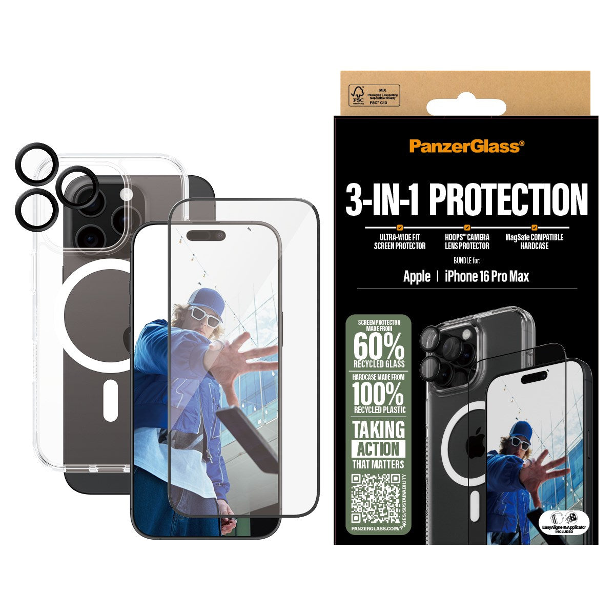 PanzerGlass® 3-in-1 Protection Bundle iPhone 16 Pro Max